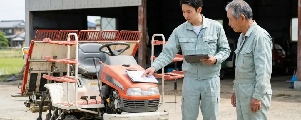 中古田植え機の引き取りイメージ。