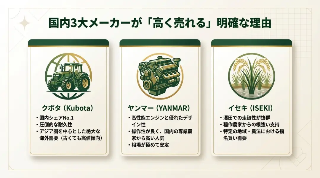 国内3大メーカーが高く売れる明確な理由イメージ