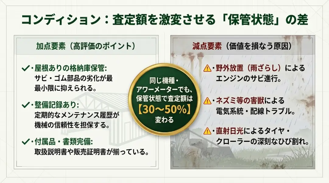コンディション：査定額を激変させる「保管状態」の差イメージ