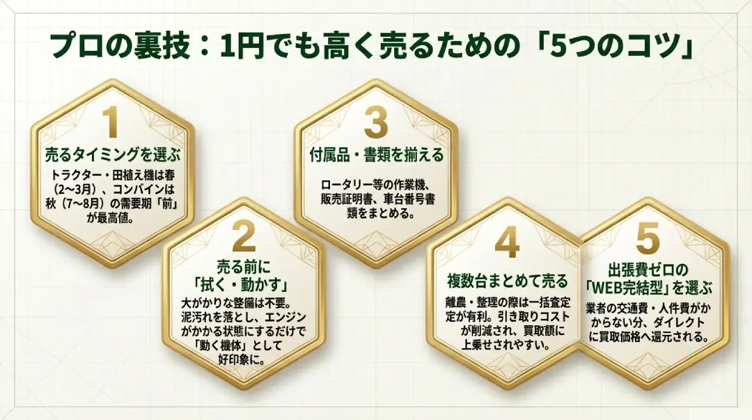 1円でも高く売るための「5つのコツ」イメージ